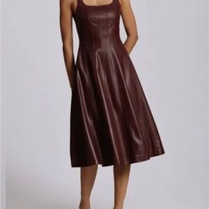 Brown Leather Sleeveless Dress
